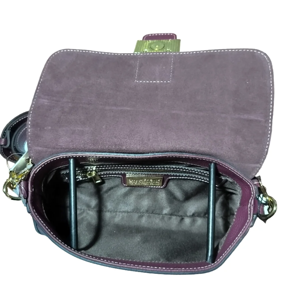 Divina Firenze Italian Leather Chic Maroon Bordeaux Shoulder Bag NWT - Picture 4 of 6